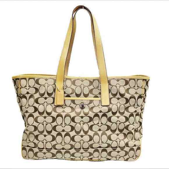 Coach | Bags | Coach Tote Bag Signature 768 Brown Canvas Leather